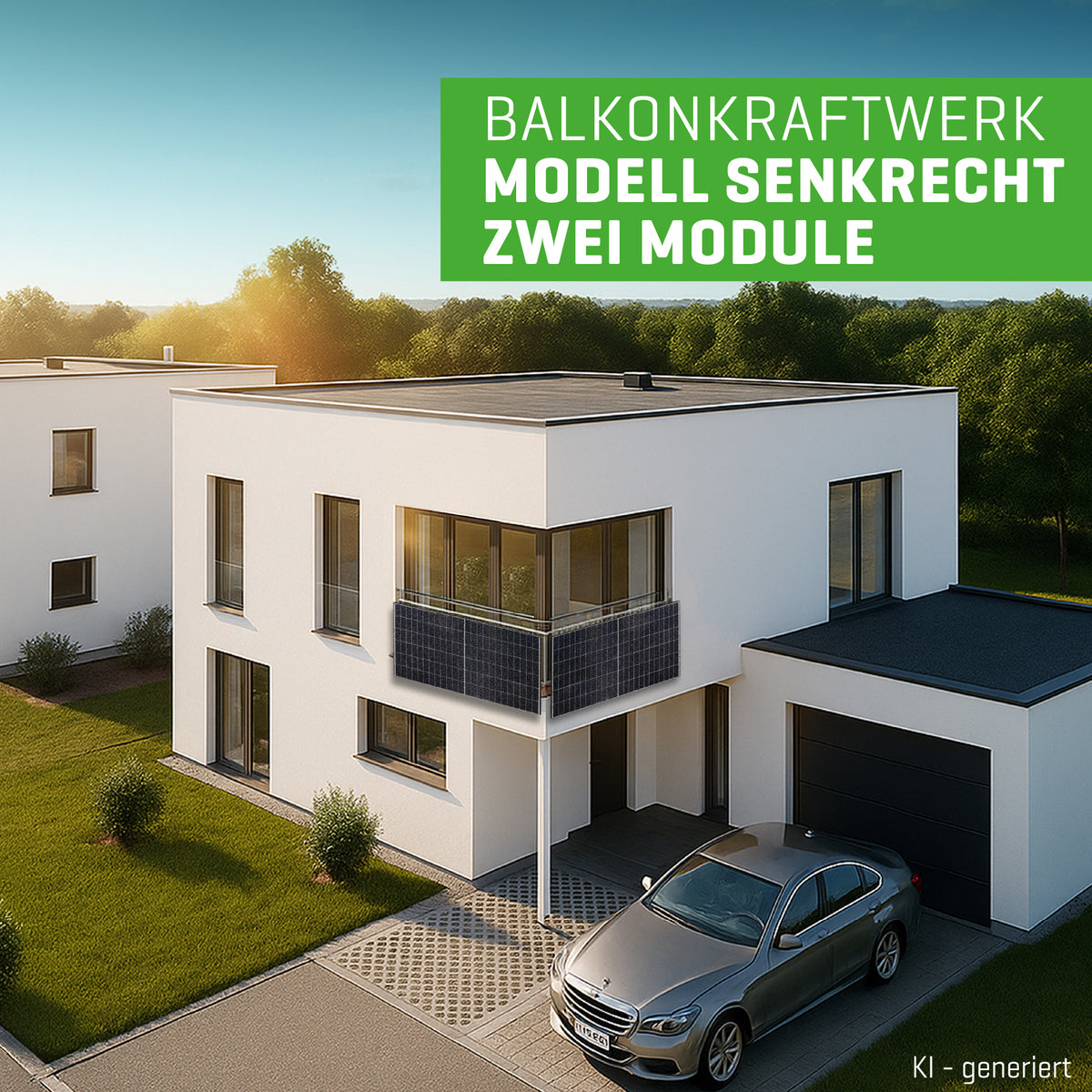 Balkonkraftwerk – 2 Module – senkrecht