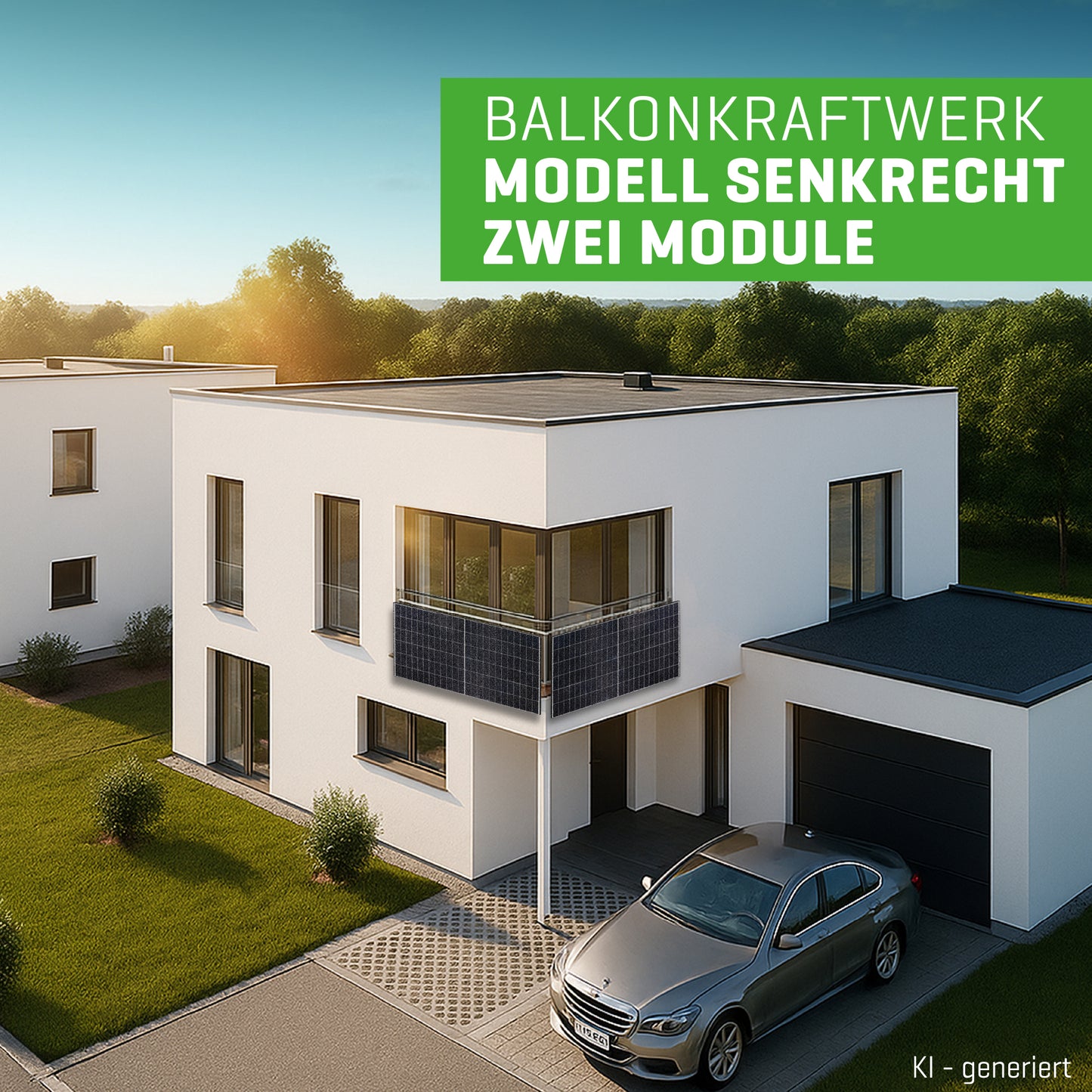 Balkonkraftwerk – 2 Module – senkrecht