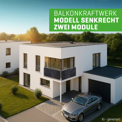 Balkonkraftwerk – 2 Module – senkrecht
